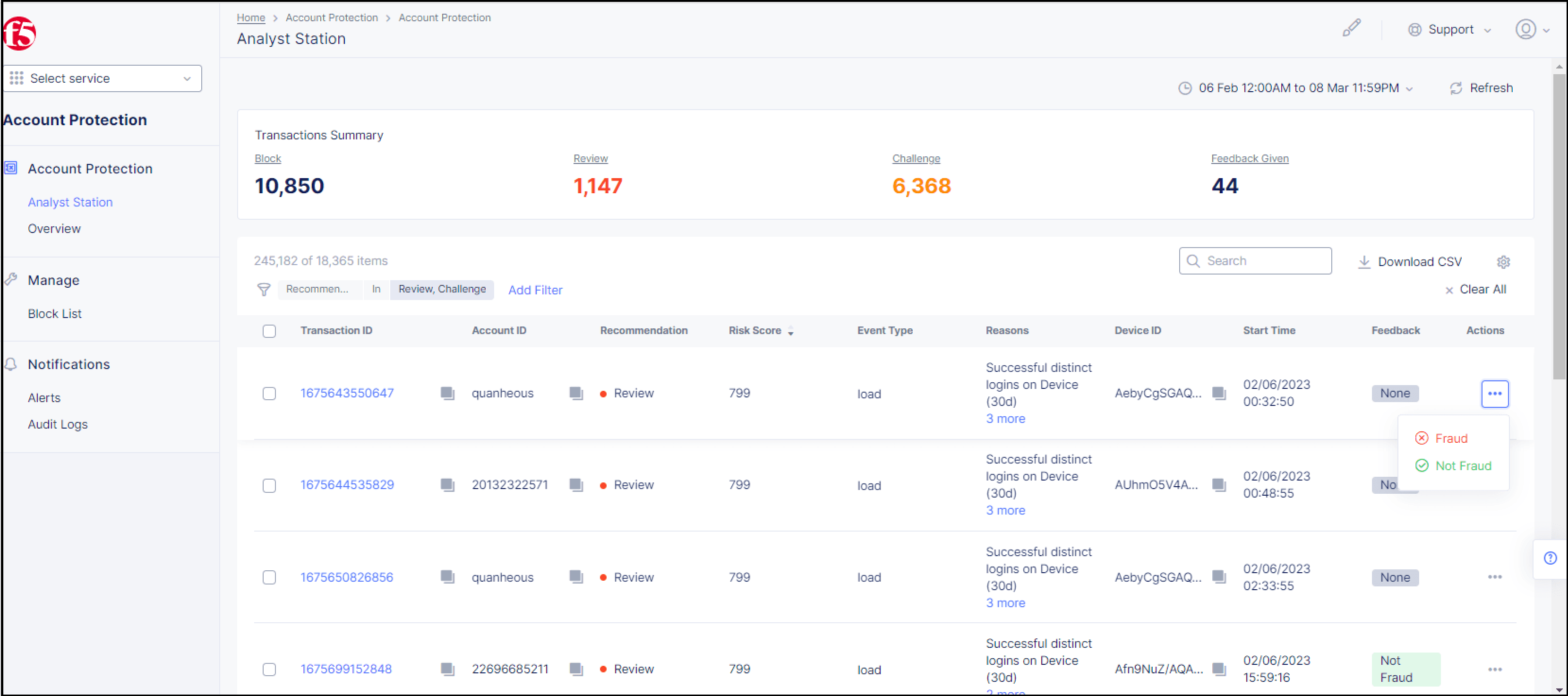Figure: Select Fraud or Not Fraud