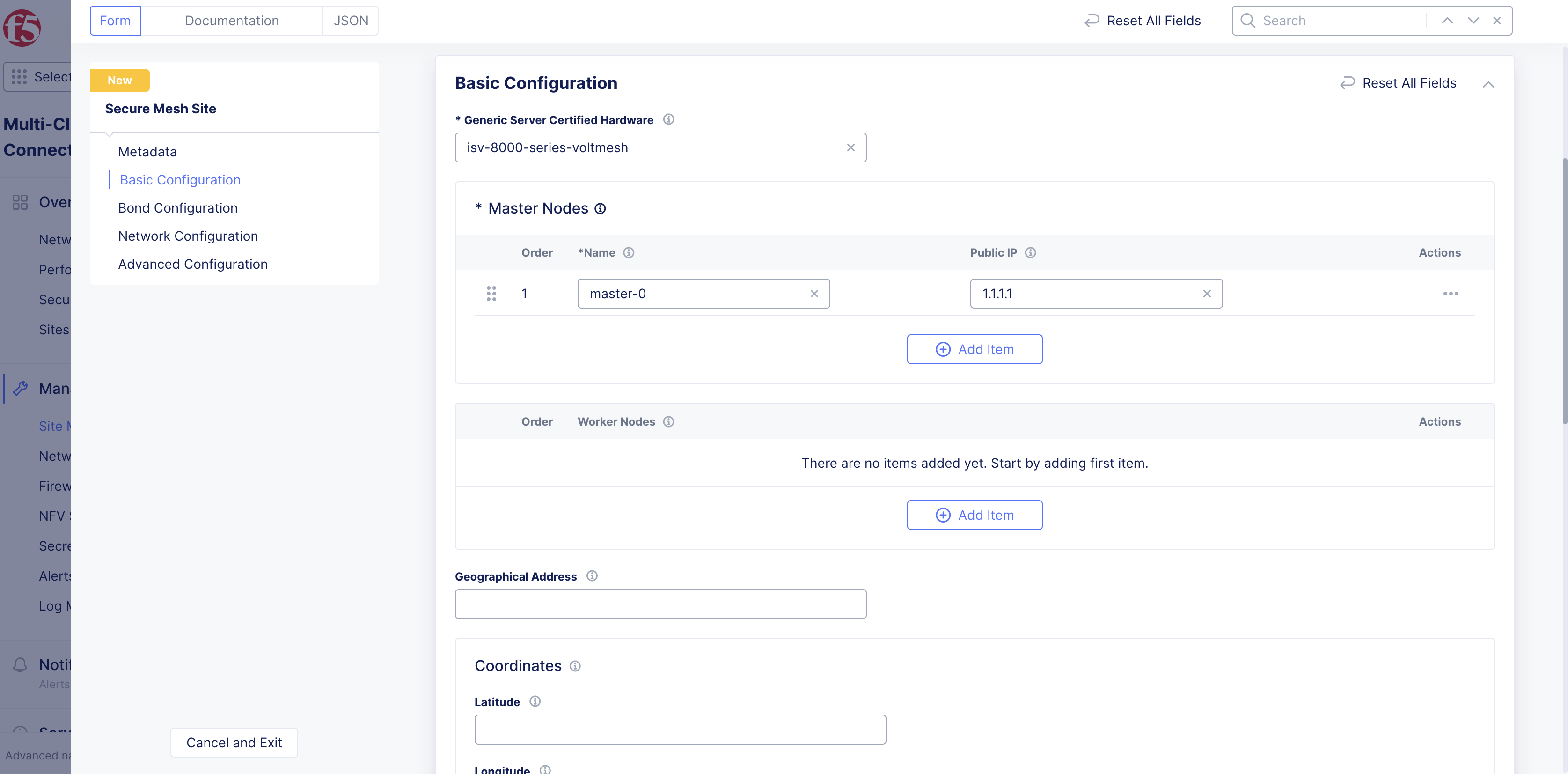Figure: Single-Node Basic Configuration Section