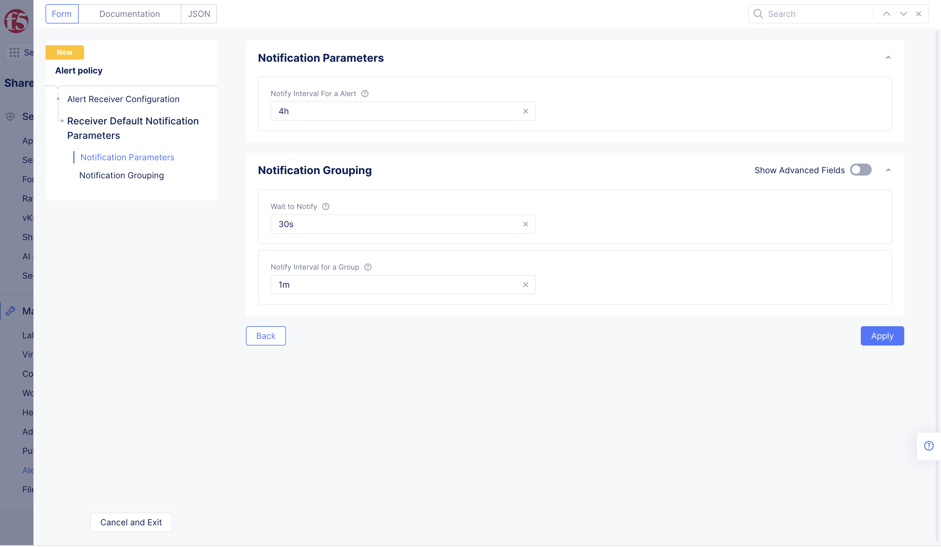 Figure: Alert Policy Route Configuration