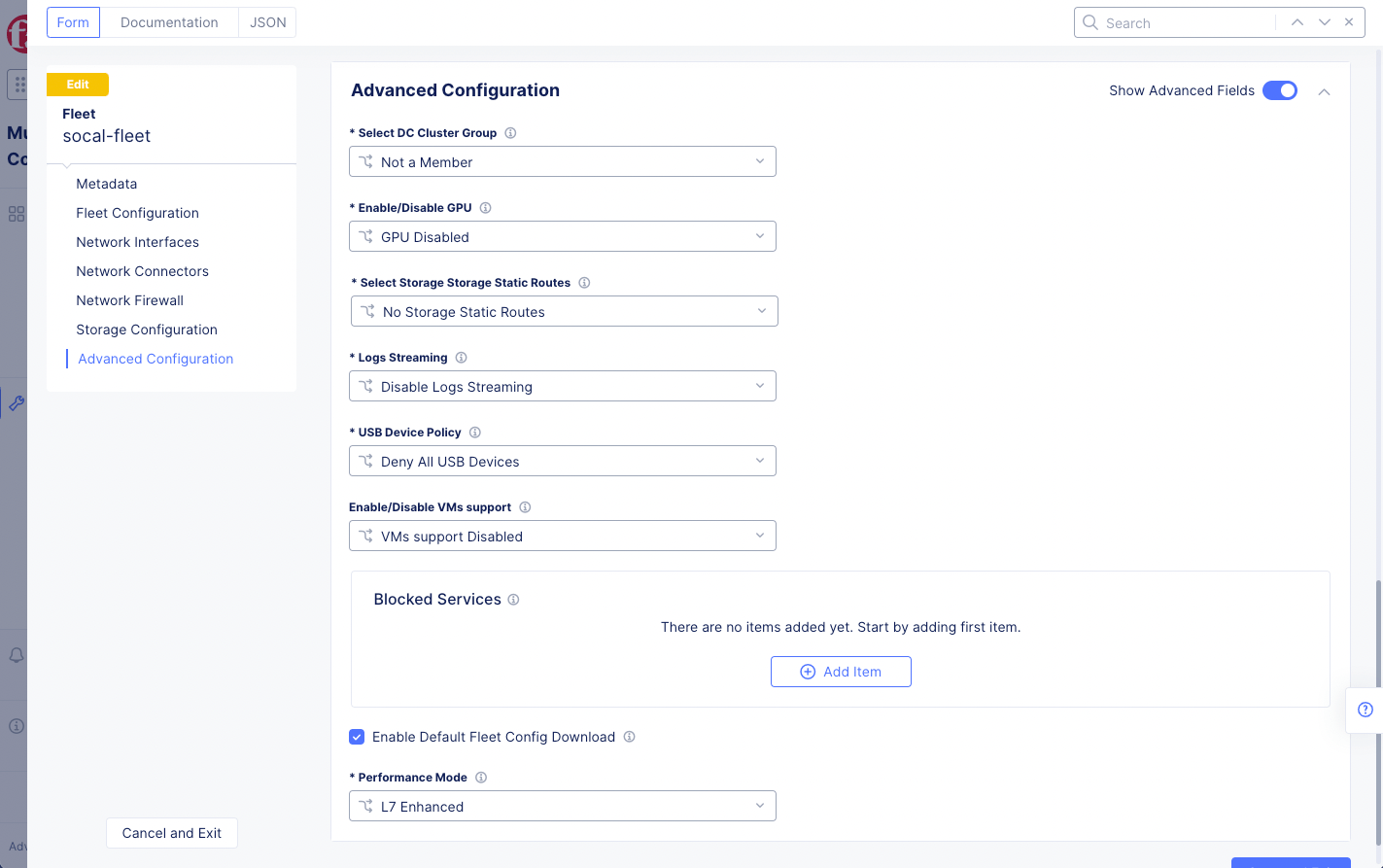 Figure: Enable Show Advanced Fields