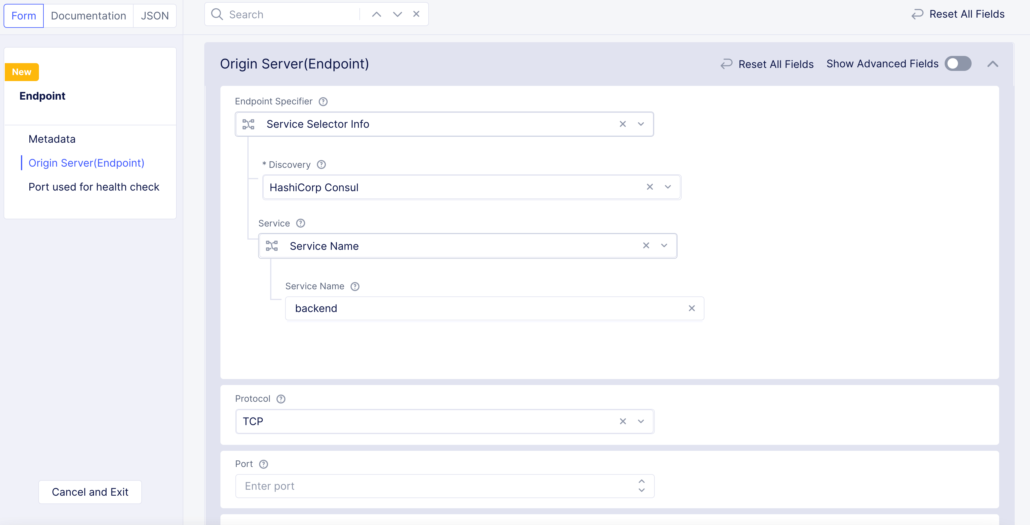 Figure: Set Port and Protocol