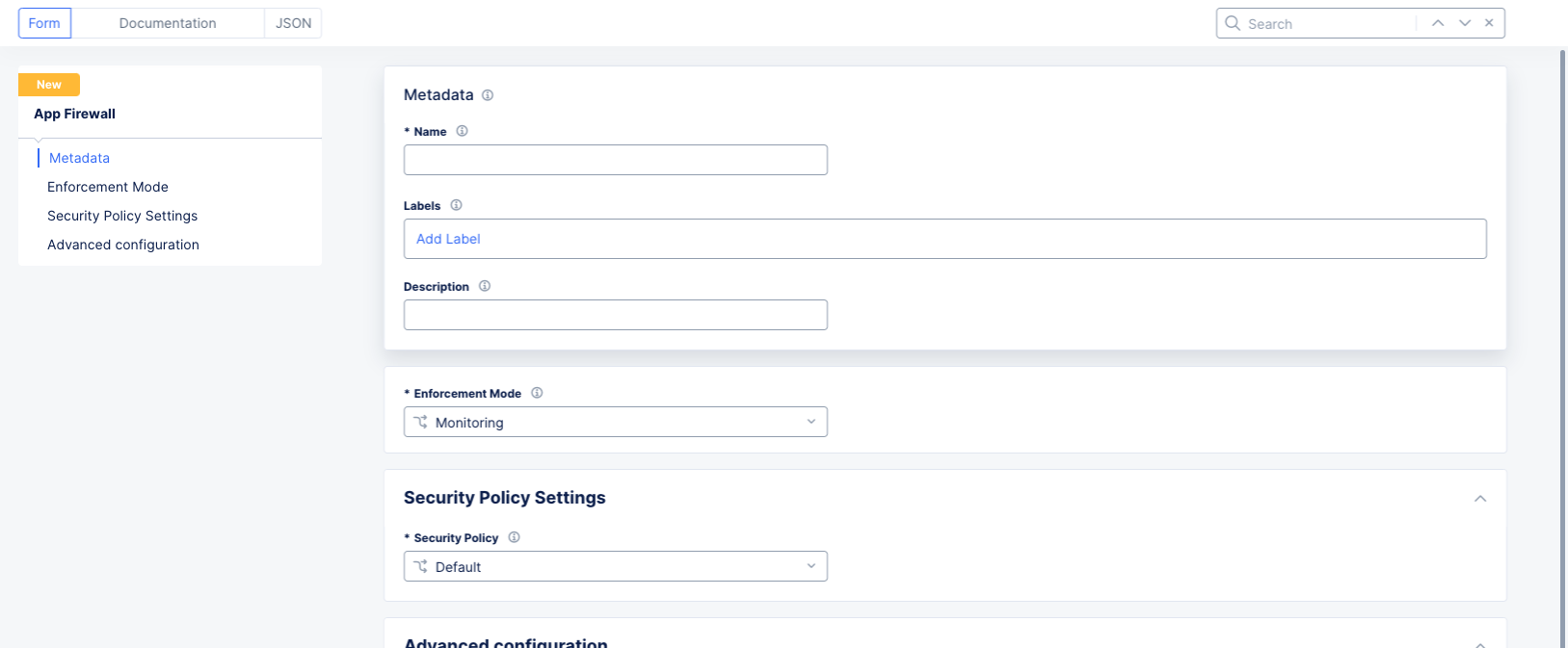 Figure: WAF Metadata and Mode