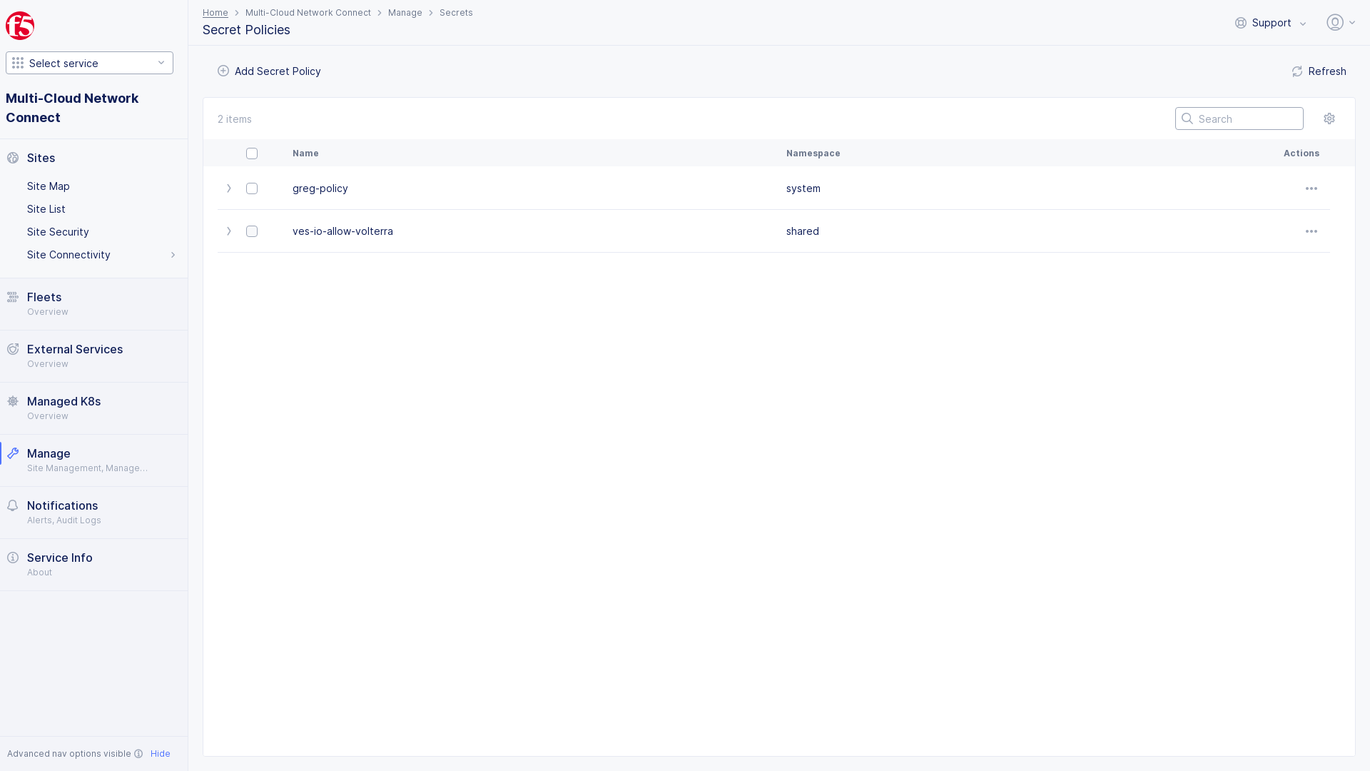 Figure: Secrets Policy